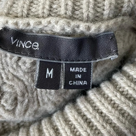 Vince Tan Yak Wool Blend Turtleneck Cable Knit Sweater - 29855 - Picture 13 of 15